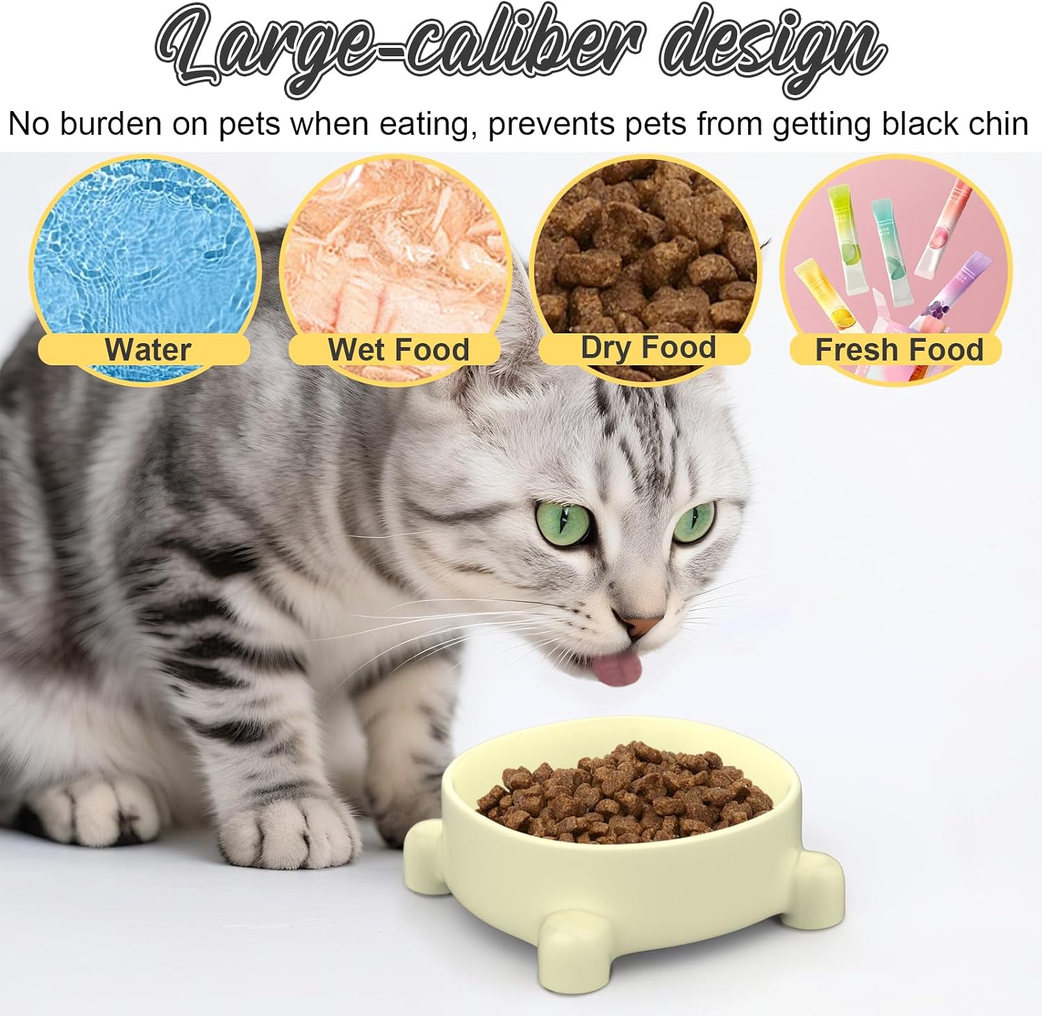 Ceramic Dog and Cat Bowl 6inch Non-Slip Dog Food and Water Bowl 21oz Flip-Proof Pet Feeding Bowls with Four Legged Stable Base for Small Medium Dogs Cats