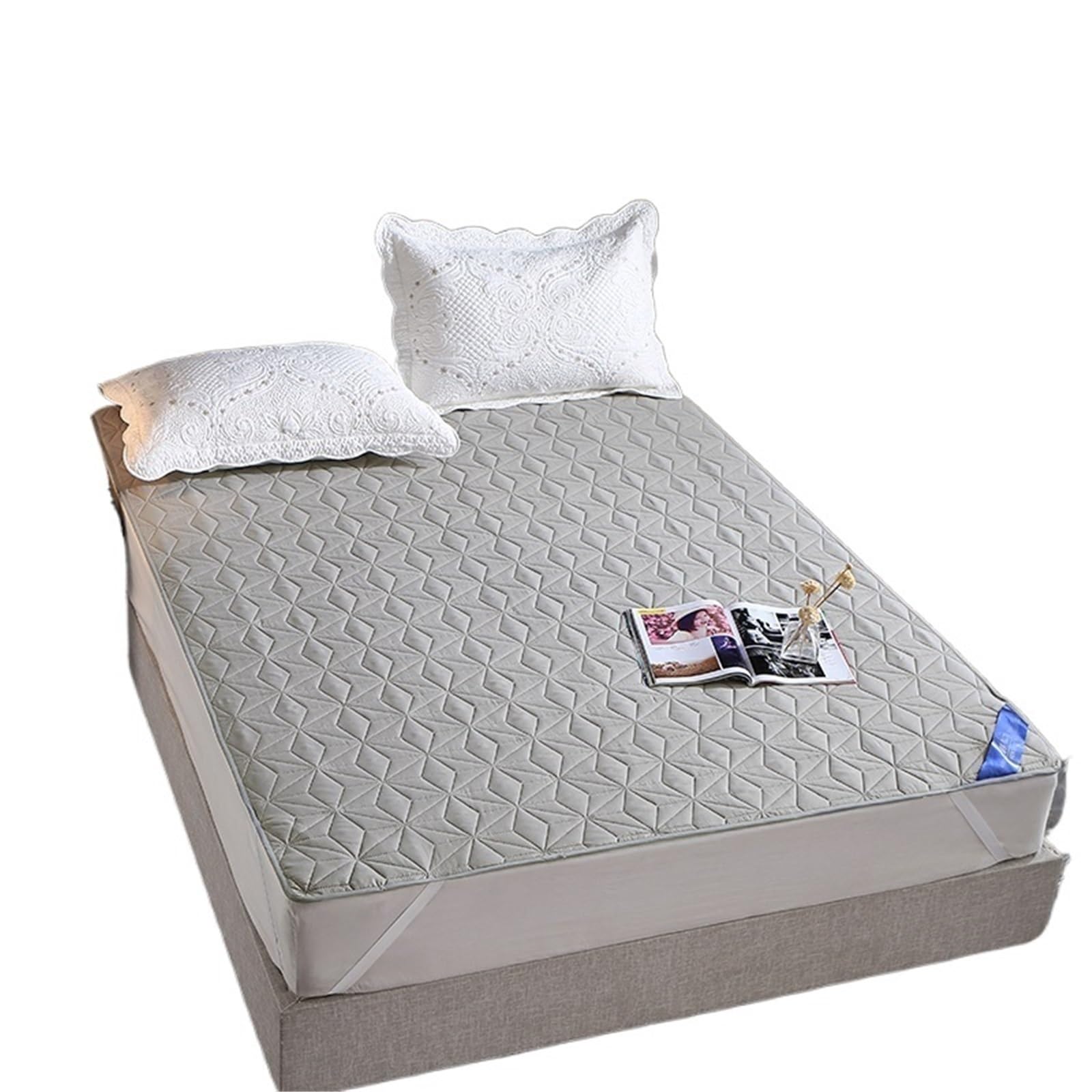 DAJGRHE Bedspread Waterproof King Size Bed Cover Quilted Mattress Pad Washable(Grey,1pc 180x200cm)