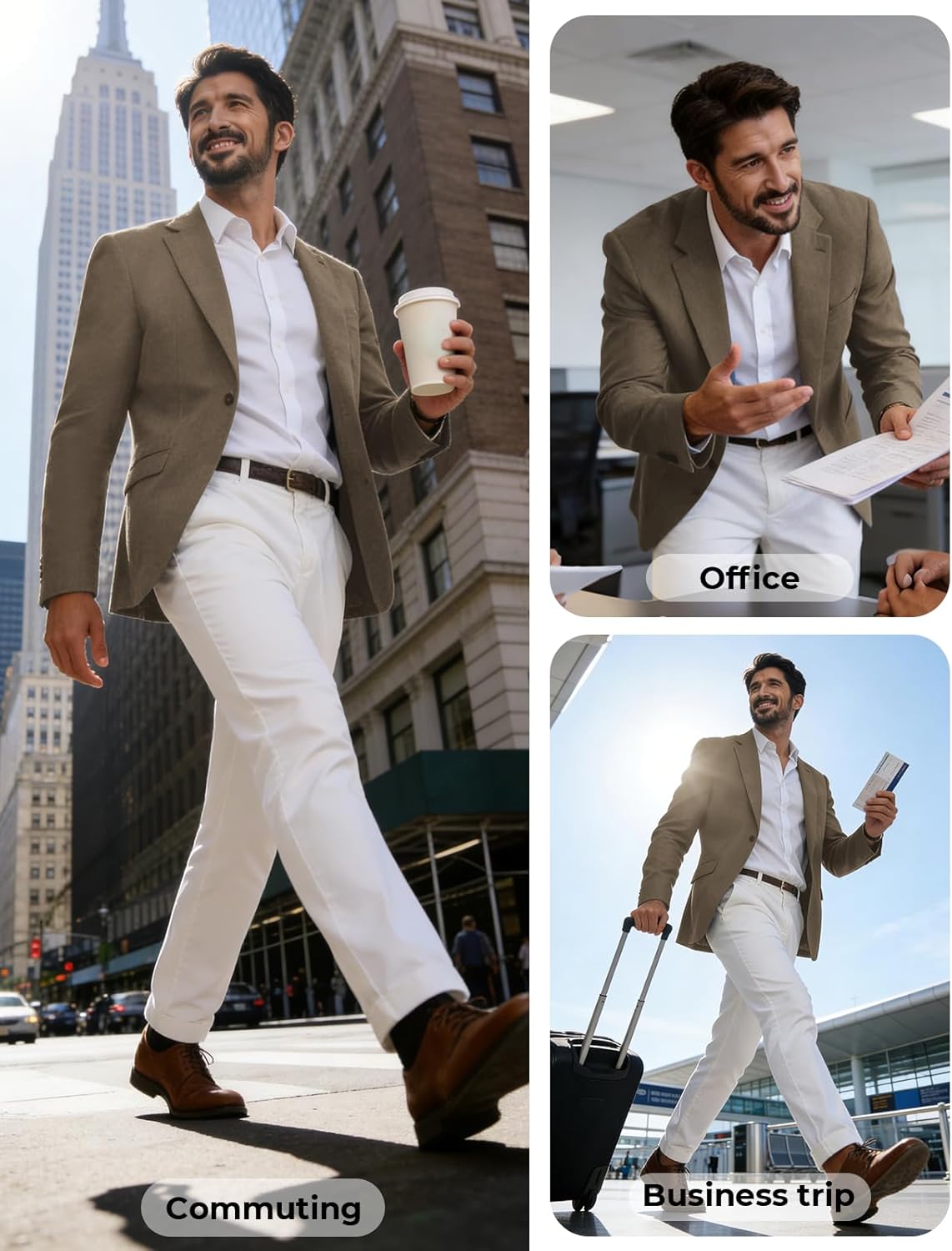 PJ PAUL JONES Mens Casual Blazer One Button Sport Coats Lightweight Business Suit Jacket - Image 4