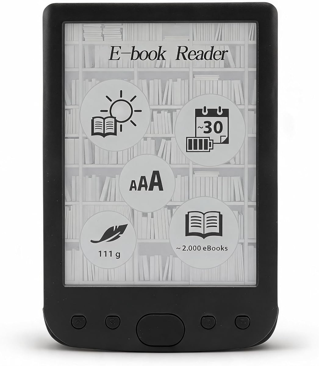 Lector de libros electrónicos, librería de bolsillo, lector de pantalla táctil HD de 6 pulgadas, portátil y amigable con la vista, para desplazarse, viajar, relajarse (8G)
