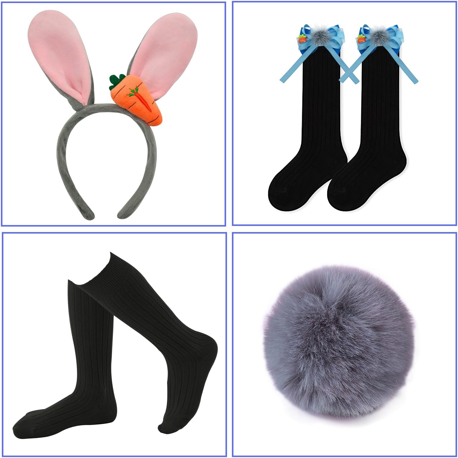 Kids Police Officer Costume Dress Set with Bunny Headband Socks, Girl Halloween Rabbit Cosplay Halloween Set 3-9Y