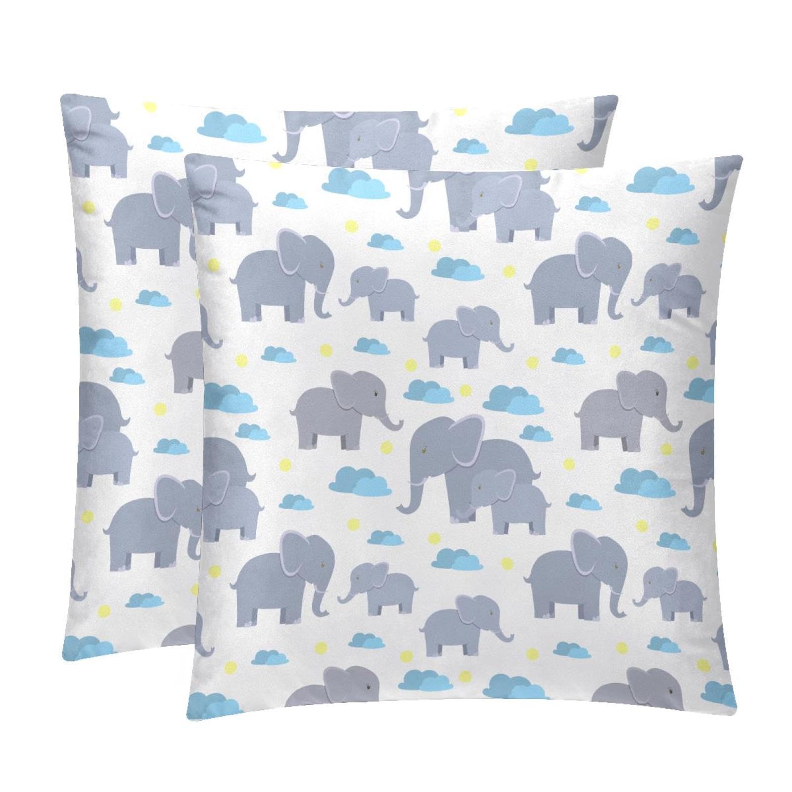 TDGKPZ Cartoon Elephants Throw Pillow Covers 2 Pack Cushion Cases Decorative Pillow Cases Home Decor 45x45cm