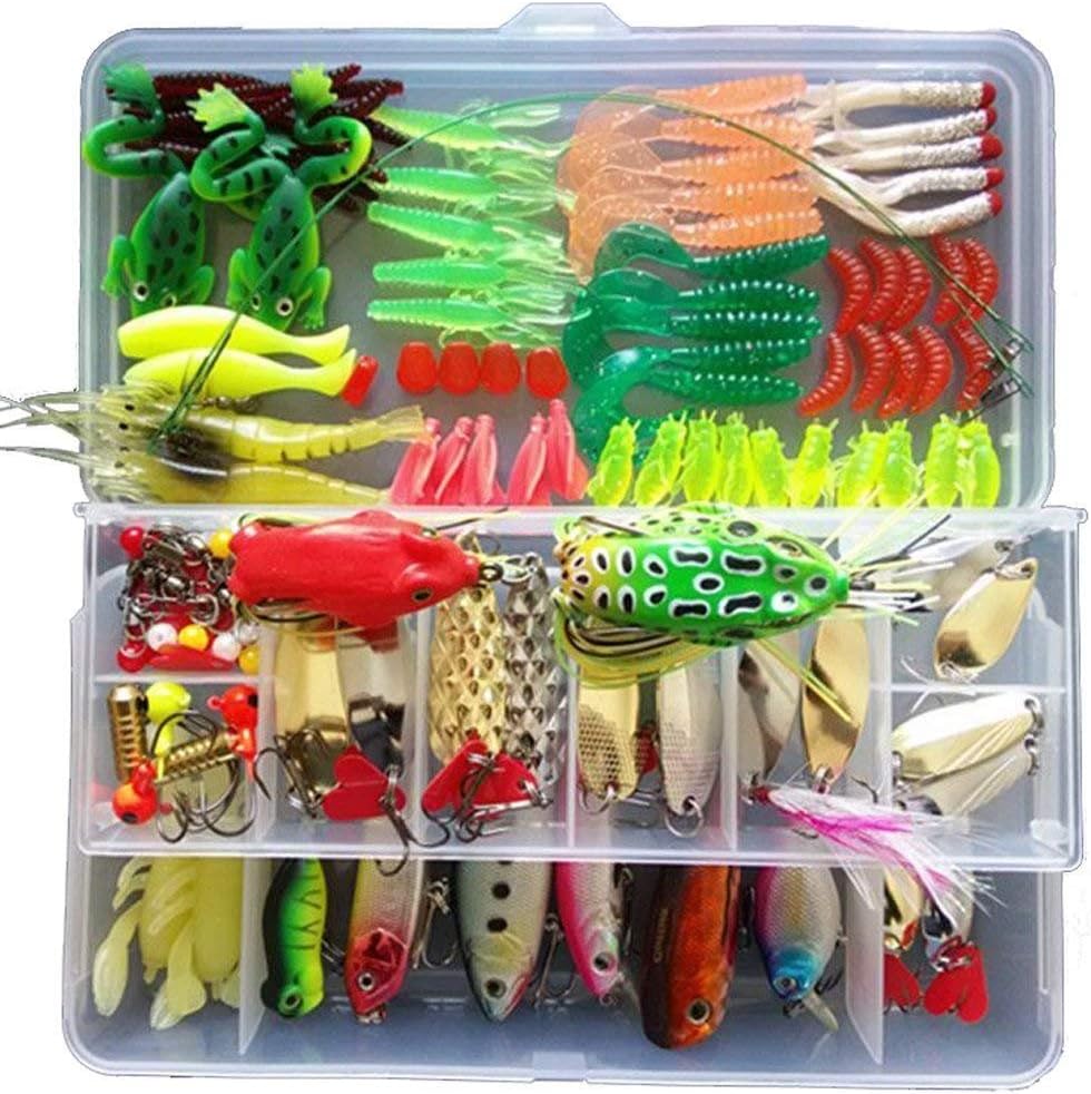 131pcs Artificial Fishing Lures Set Hard Soft Bait Minnow Spoon Crank Shrimp Jig Hook Fishing Tackle Box