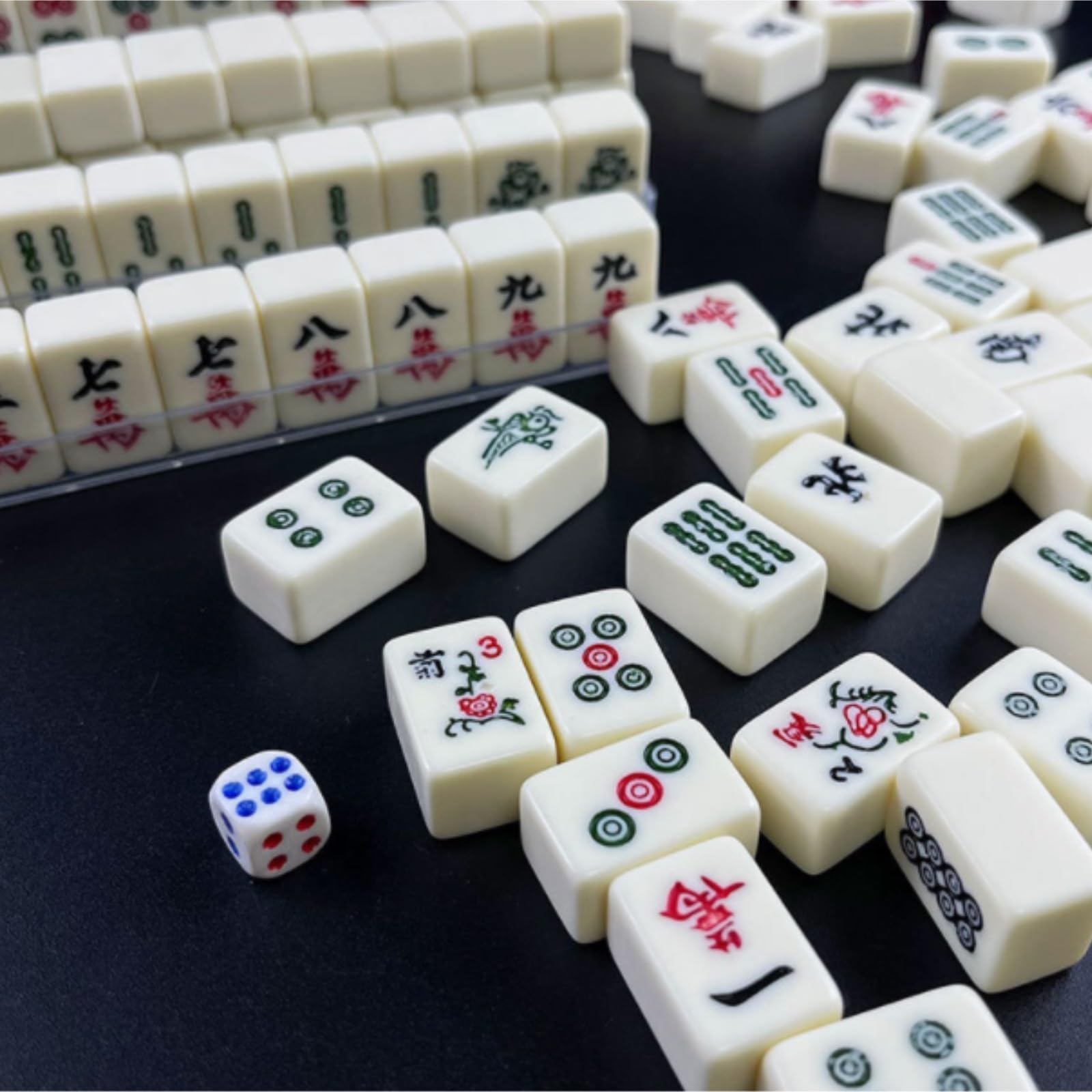 Chinesisches Mahjong Mahjong, Chinesischer Mahjong Mit 144 Gravierten Kacheln Und Box, Unterhaltung, Reisen, Haushalt, Hand-Mahjong Für Familie Reise Spiel