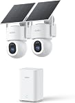 aosu SolarCam D1 Max 2-Cam Kit, 4K Solar Security Cameras Outdoor Wireless, 360° Pan & Tilt Coverage, Auto Tracking, Color Night Vision, No Subscription Required, Local Storage up to 1TB