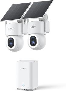 aosu SolarCam D1 Max 2-Cam Kit, 4K Solar Security Cameras Outdoor Wireless, 360° Pan & Tilt Coverage, Auto Tracking, Color Night Vision, No Subscription Required, Local Storage up to 1TB