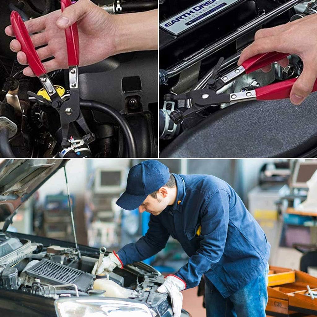 Wide & Flat band Hose Clamp Pliers, Coolant Hose Clips, Works on all Flat Band Style Hose Clamps of Removal and Installation,for Car Fuel Oil Water Pipe Repair Tools (Wide & Flat band Pliers)