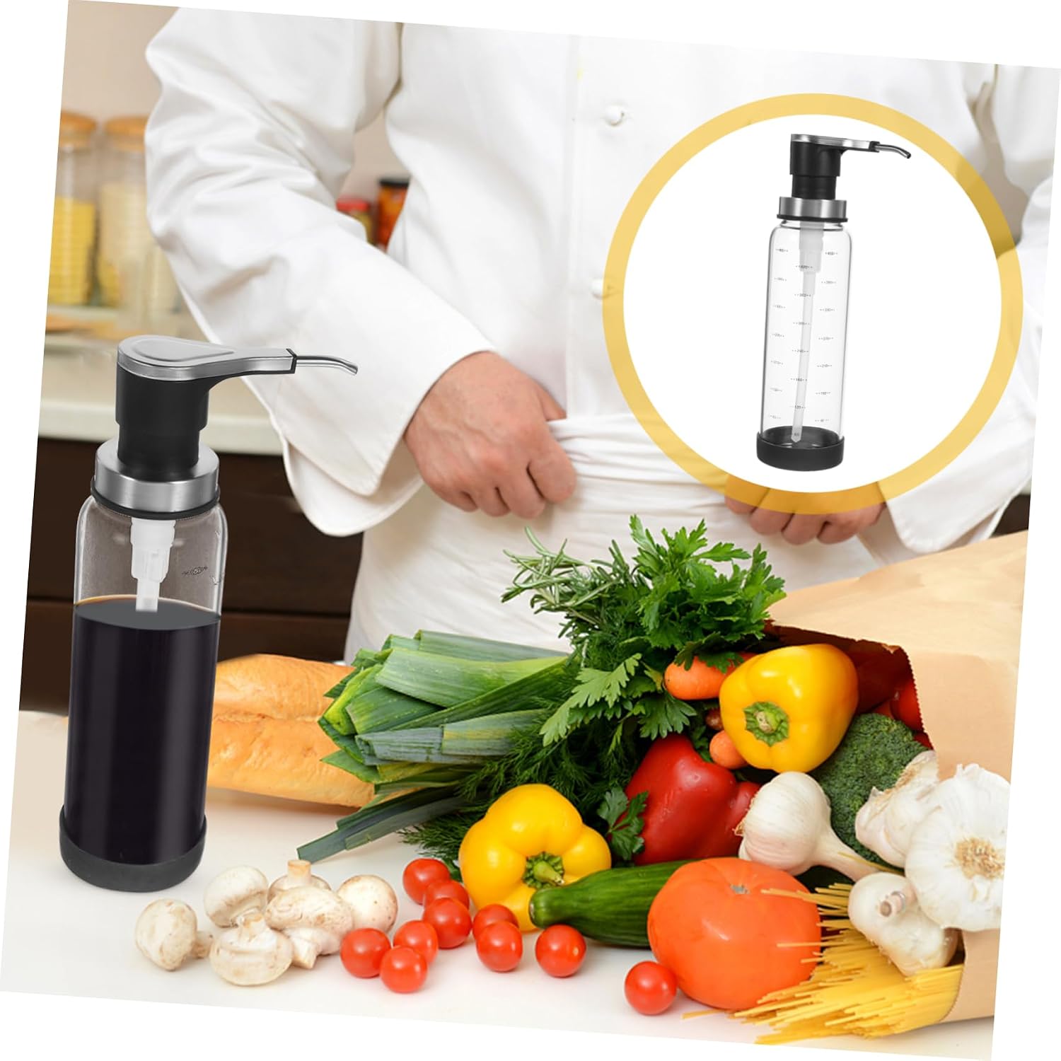 Press Pump Bottle for Dispensing Jar Pump Dispenser Syrup Jar Jam Dispenser Bottle Kitchen Tool