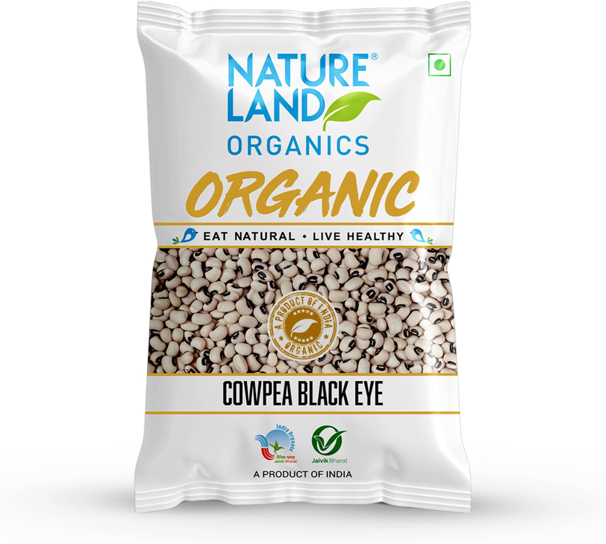 NATURELAND ORGANICS ureland Organics Cowpea Black Eye / Lobia 1 Kg - Organic Healthy Pulses