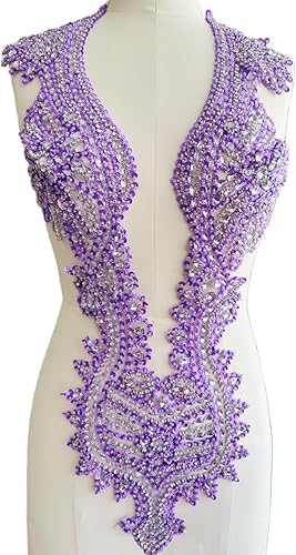 Vista 37 de Apliques hechos a mano de cristal sobre encaje, cuentas de diamantes de imitación para coser, parches de lentejuelas, accesorios de decoración