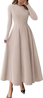 Cocktail Dresses for Women 2026 Elegant Classy Fall Long Sleeve Midi A Line Flowy Modest Winter Party Dress