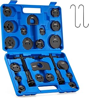 Orion Motor Tech Brake Caliper Wind Back Tool Kit, 24pc Brake Caliper Compression Tool Set with Thrust Bolt Assemblies Retaining Plates Caliper Hangers 18 Disc Adapters, Blue Case