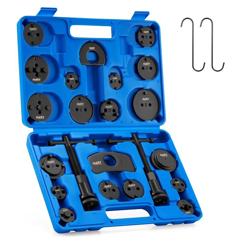 Kit de Ferramentas para Recuar Pistões de Pinça de Freio Orion Motor Tech com 18 Adaptadores e Suportes, 24 Peças