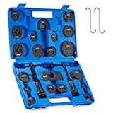 Orion Motor Tech Brake Caliper Wind Back Tool Kit, 24pc Brake Caliper Compression Tool Set with Thrust Bolt Assemblies Retaining Plates Caliper Hangers 18 Disc Adapters, Blue Case