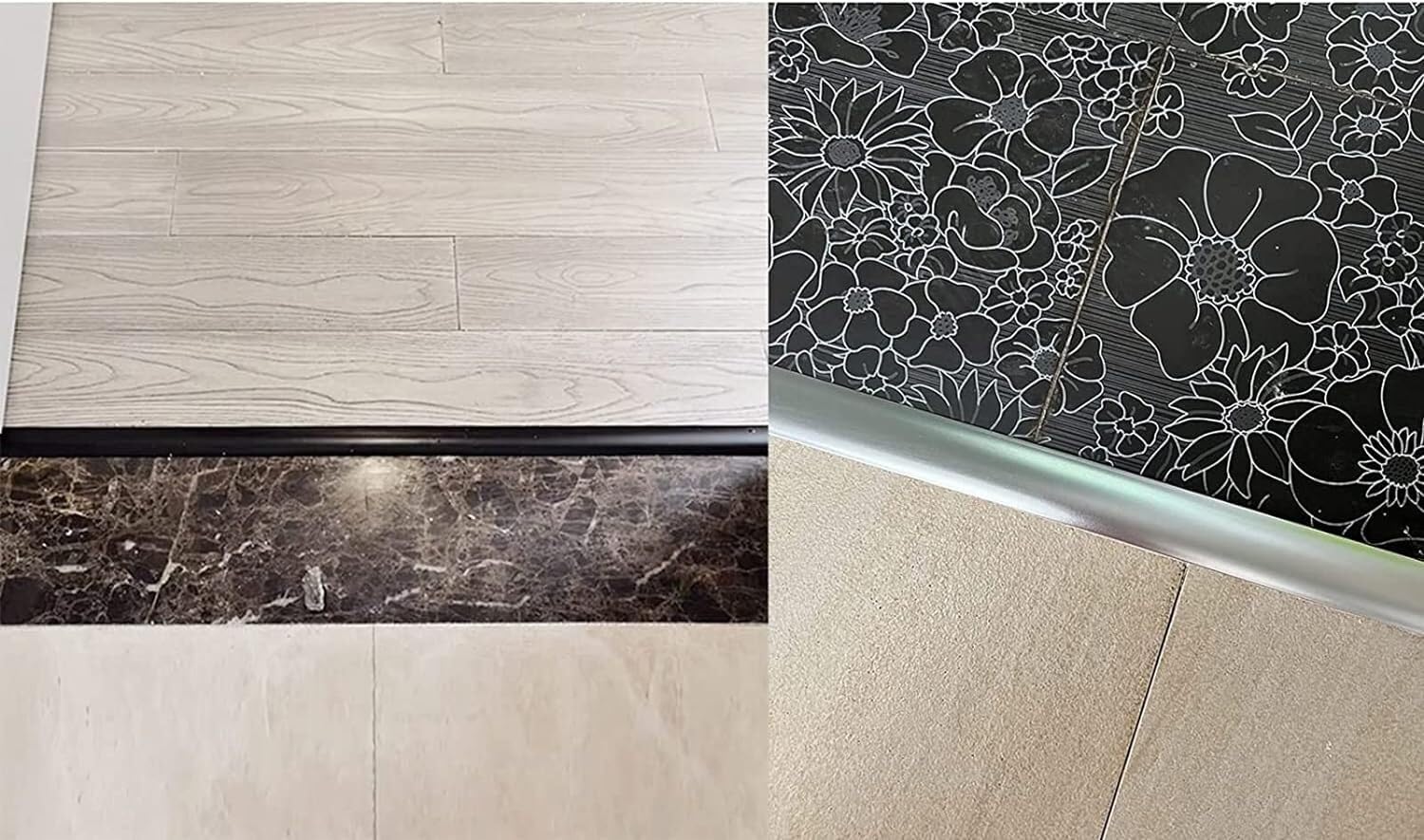 Tira de transición de suelo de aluminio para madera a alfombra/laminada a azulejos, reductor de puerta autoadhesivo, fácil de instalar (color 6, longitud 120 cm)