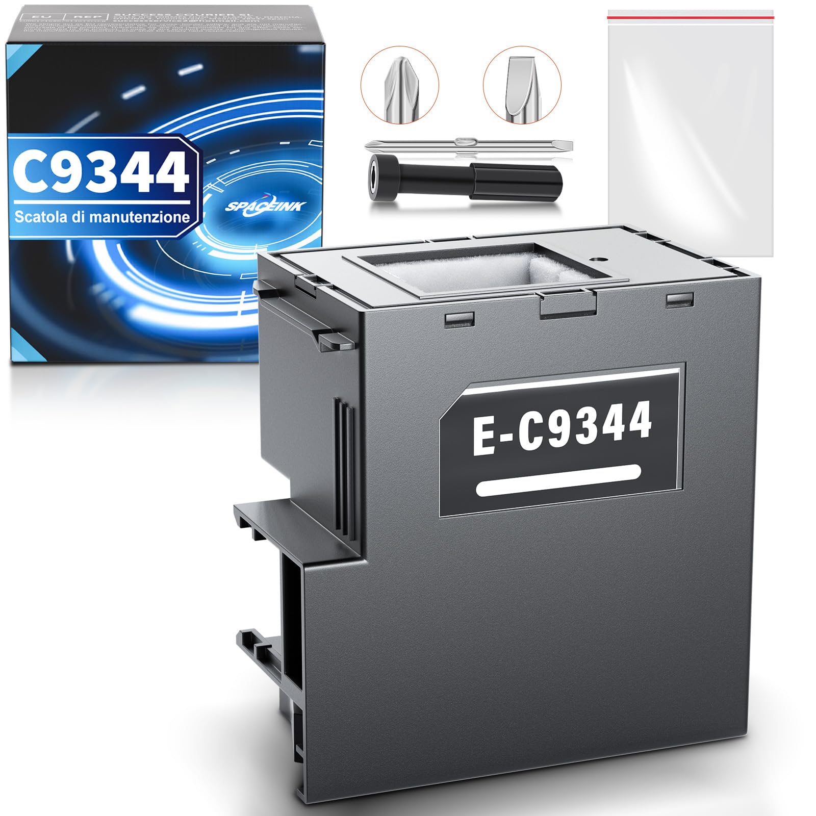 Spaceink C9344 - Caja de mantenimiento compatible con Epson WorkForce WF-2910DWF, WF-2930DWF, WF-2950DWF, WF-2810DWF, Expression Home, XP-4200, XP-3200, EcoTank ET-2830, ET-2840