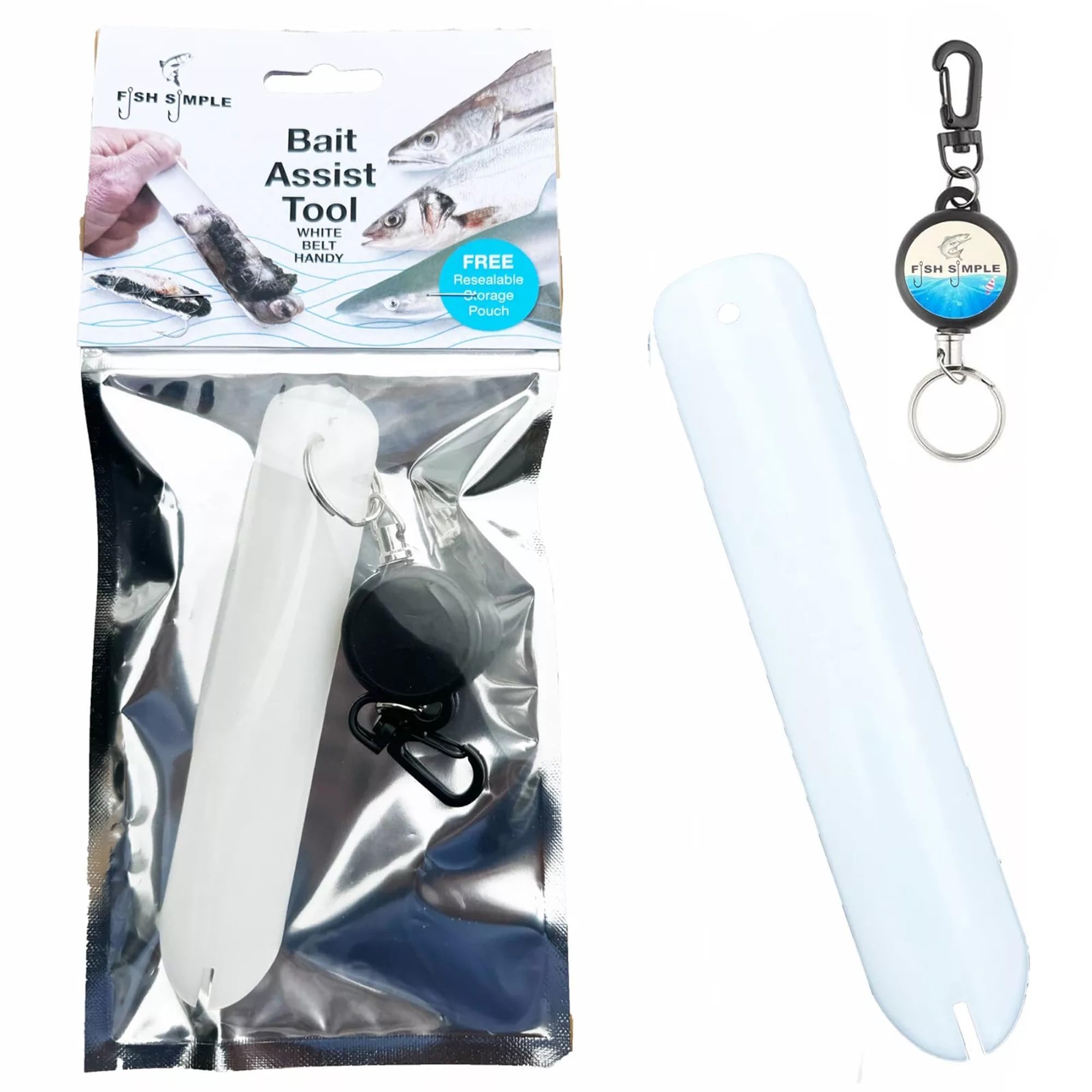 Sea Fishing Hook Bait Making Tool For Bass Cod Tope Conger Worm Needle FishSimple. (White & Retractable), 15cm