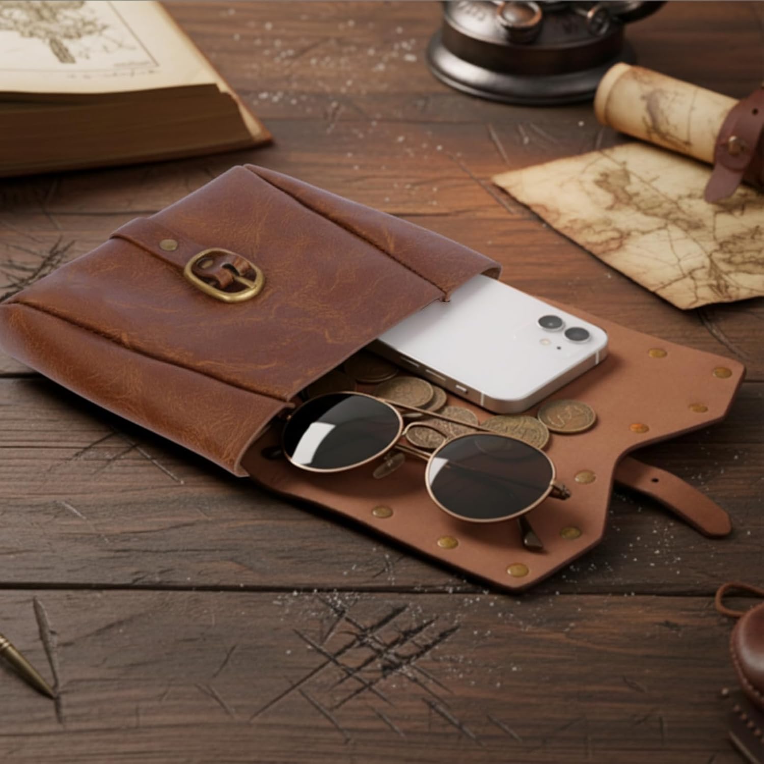 Renaissance Pirate Belt Pouch Set - 4PC Medieval Renaissance Accessories for Ren Faire, LARP & Halloween Cosplay - Image 4