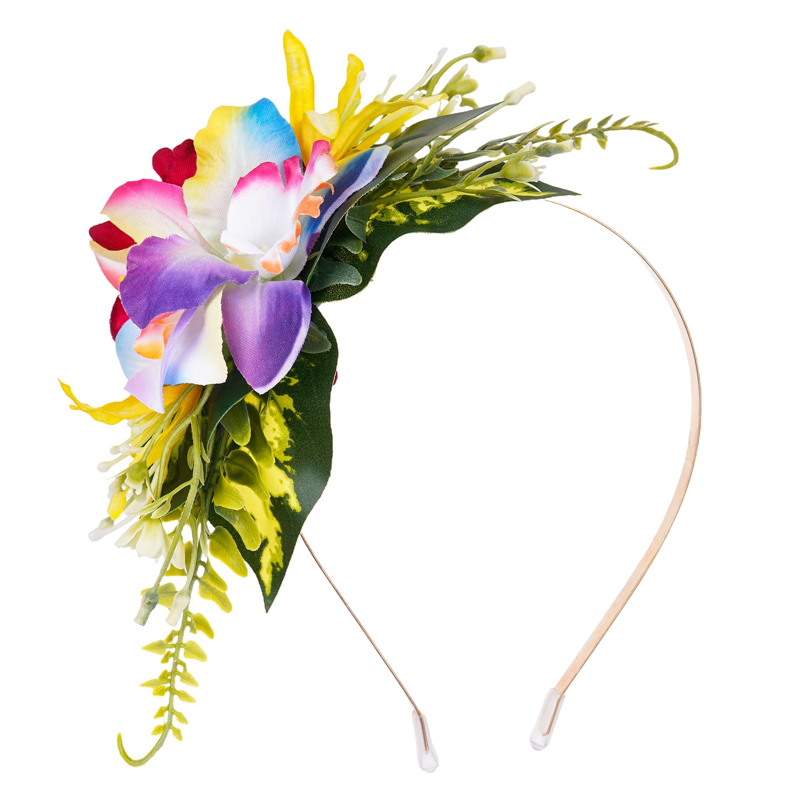 Tropical Hawaiian Flower Crown Headbands Summer Rose Pink Floral Headpieces Beach Pool Hula Dance Halloween Renfaire Fairy Woodland Party Decor Leis Theme Supplies