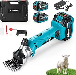 Yofidra Maquina Esquilar Ovejas de 550 W, Esquiladora Inalámbrica con 6 Velocidades, Cuchilla de 13 Dientes, 2 Baterías de 3000 mAh, Esquiladora Profesional para Lana de Ovejas, Cabras y Alpacas