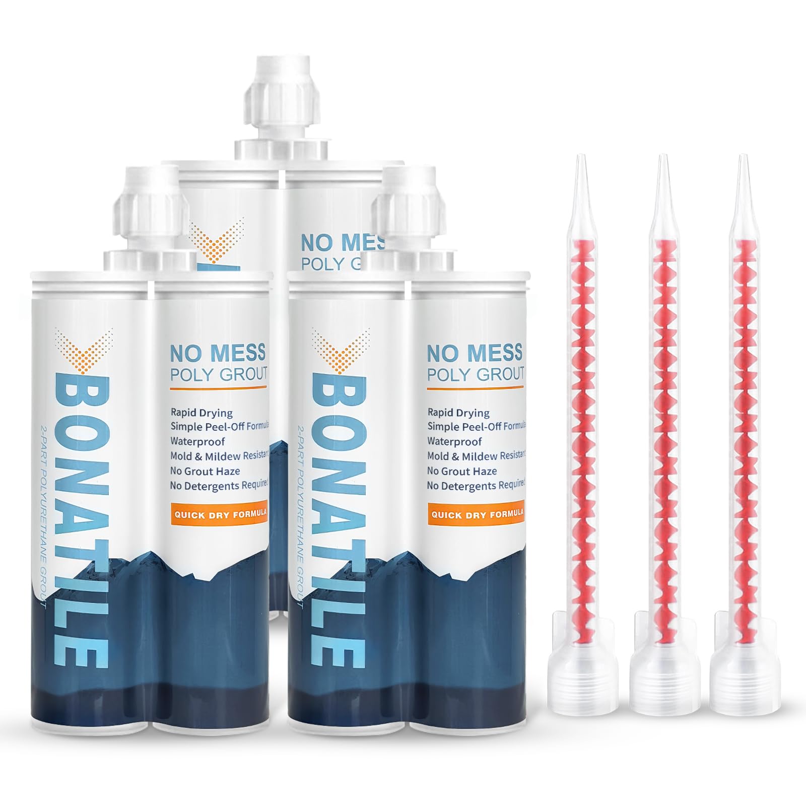 3 Pack Epoxy Tile Grout White 19oz Waterproof Dual Tube for Tile Repair | Auto-mixing dual-tube epoxy grout delivers a strong waterproof bond for durable, crack-resistant repairs.