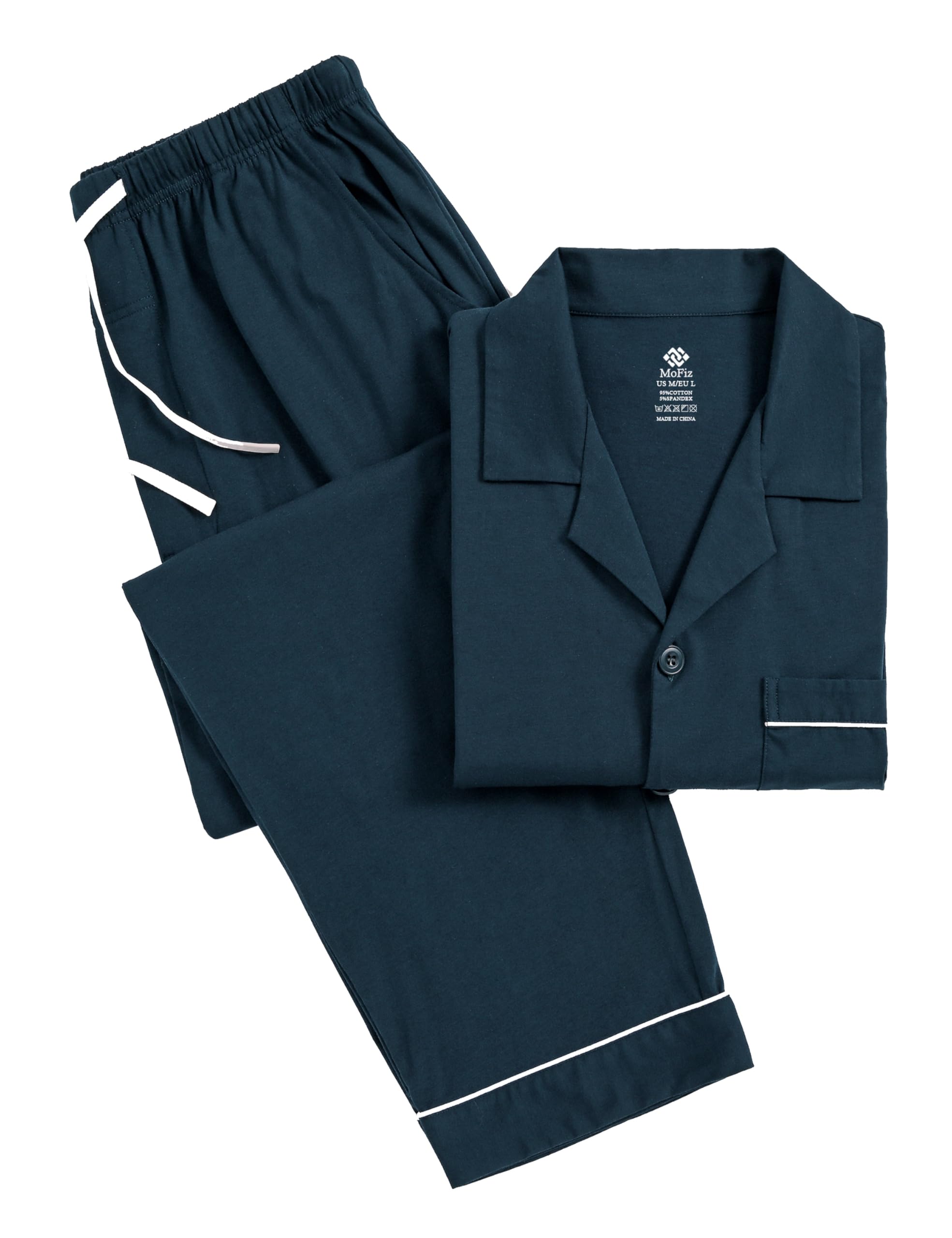 MoFiz Pijamas Hombre Invierno Algodon Manga Larga Pijama con Botones M-4XL