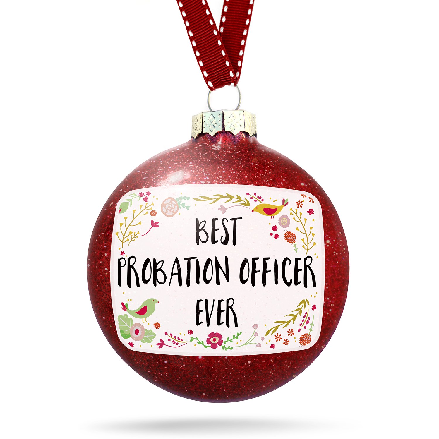NEONBLOND Christmas Decoration Happy Floral Border Probation Officer Ornament