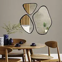 Conjunto de 3 Espelhos Decorativos Orgânicos, Design em Madeira, 30x24cm, 40x30cm MODERNO SALA QUARTO BANHEIRO LOJA SALÃO DE BELEZA