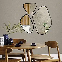 Conjunto de 3 Espelhos Decorativos Orgânicos, Design em Madeira, 30x24cm, 40x30cm MODERNO SALA QUARTO BANHEIRO LOJA SALÃO DE BELEZA