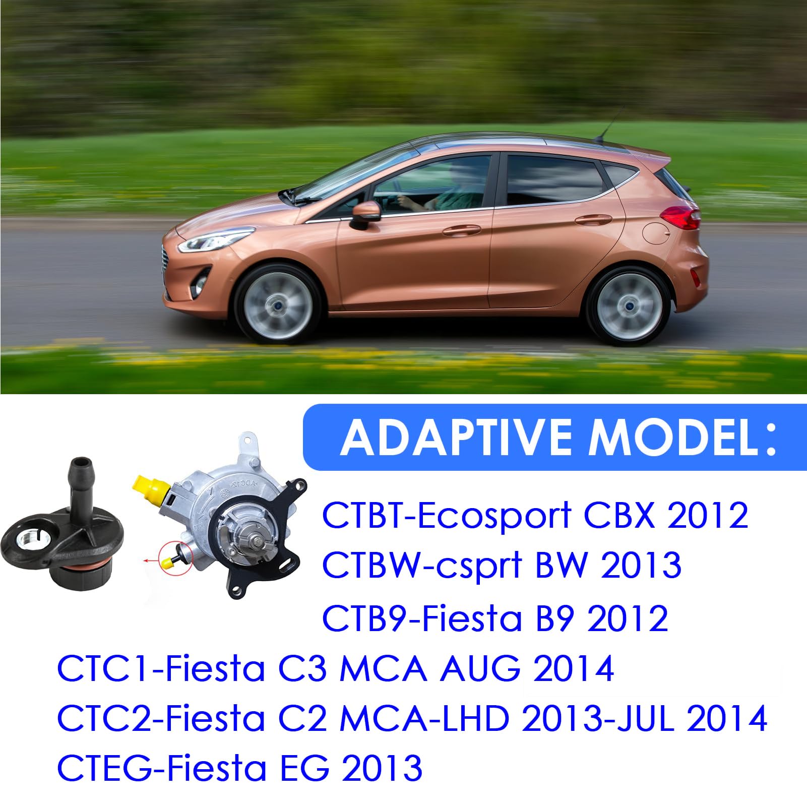 Aeipou Valvola di ricambio per pompa a vuoto CM5G2A451GA 1867424 compatibile con Ford Transit Focus CB8 Fiesta CCN 1.0 Ecoboost Courier B-Max CB2 Automotive Check Repair