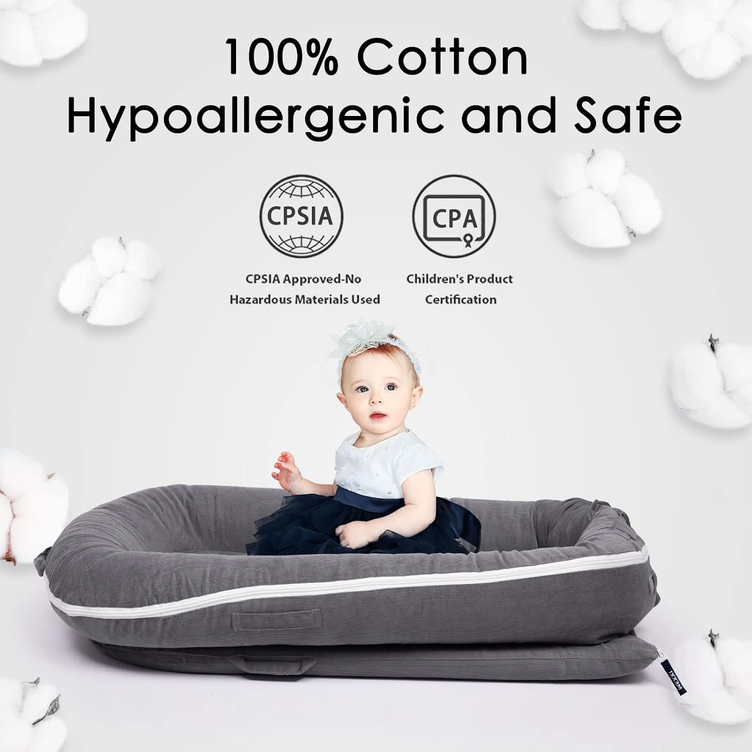 Corduroy Baby Nest Cover for Dockatot Deluxe+ Docks | MEXXI Hypoallergenic Cotton Newborn Lounger Cover | (Cover Only) (Charcoal)