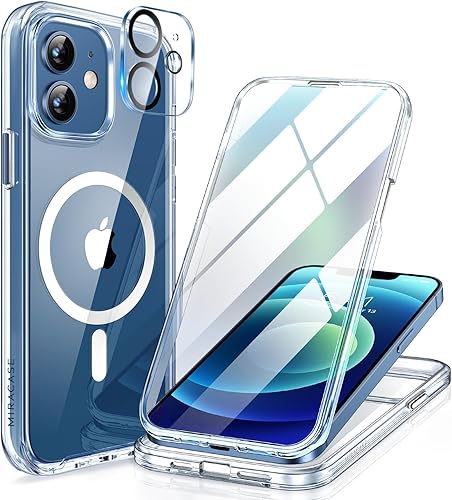 Miracase Serie de vidrio magnético para iPhone 1212 Pro - Funda protectora resistente de cuerpo completo con protector de pantalla de vidrio