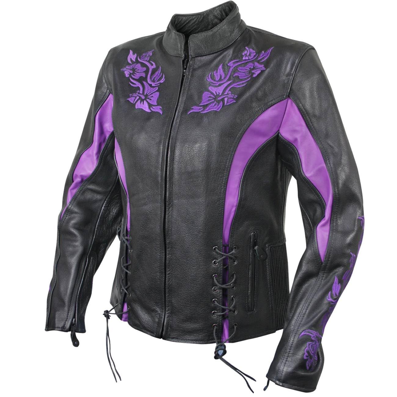 Embroidered Leather Jacket with X-Armor Protection by Xelement