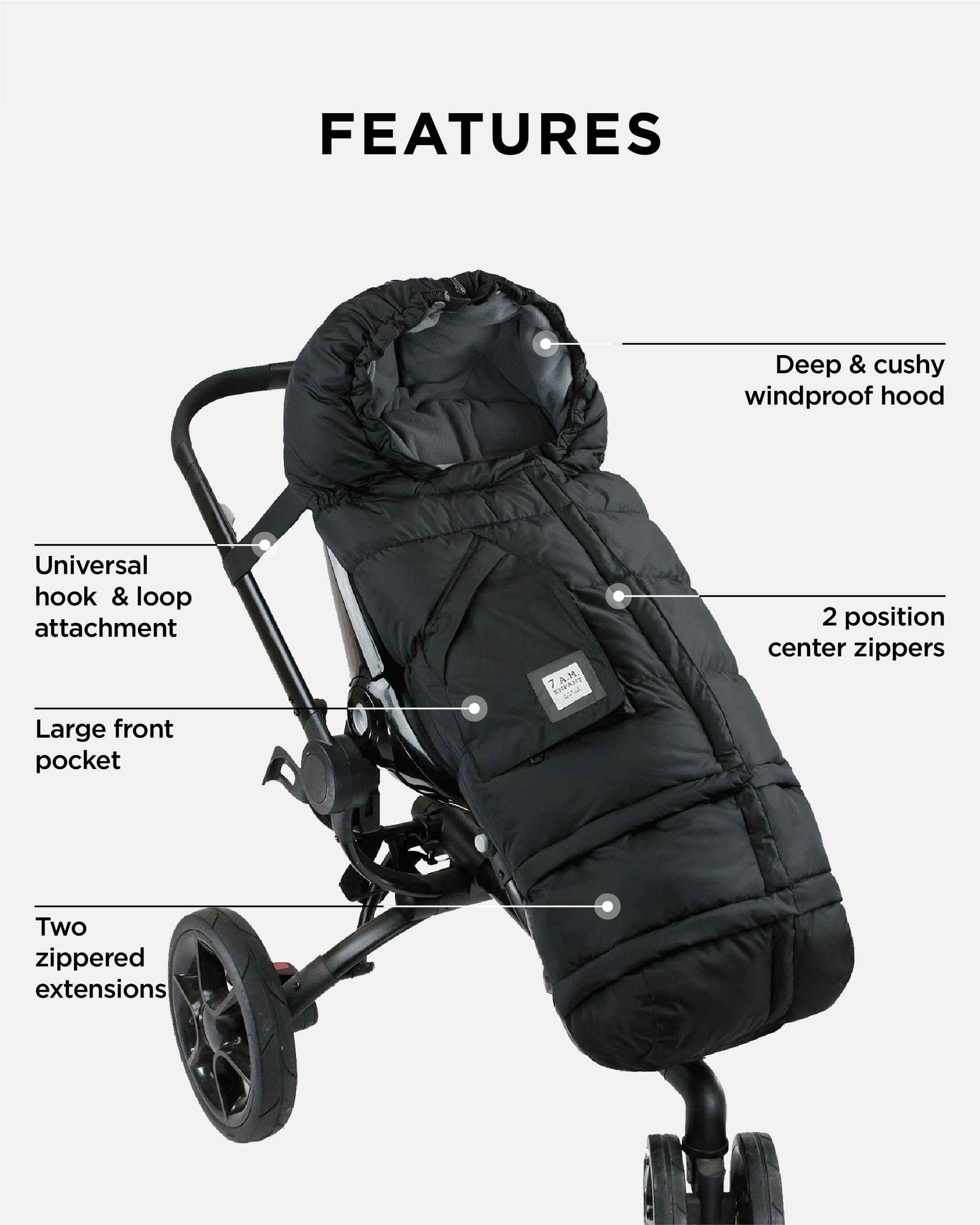 Saco Evolutivo Blanket 212 de 7AM para Bebés y Niños Pequeños - Ajustable, Universal y Seguro para Cochecito y Silla de Auto, Repelente al Agua, Aislamiento Térmico y Forro Polar Suave, Lavable