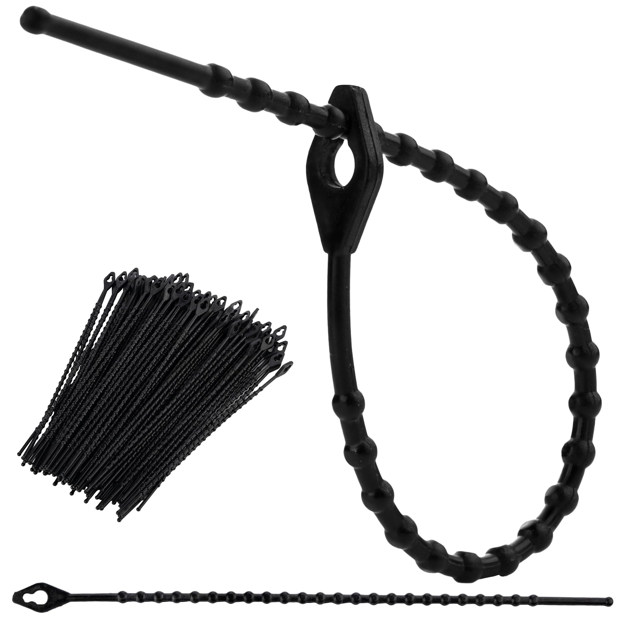 Boltza Black Boltza® 150Mm Reusable Ball Type Knot Cable Ties (100 Pack) – Beaded, Adjustable, Weatherproof, For Indoor & Outdoor Use (Black)