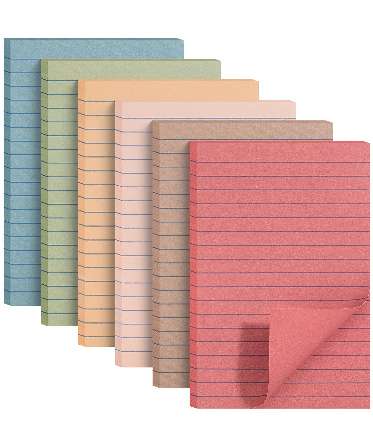 Mr. Pen- Lined Sticky Notes 4x6, 6 Pads, 60 Sheets/Pad, Vintage Colors, Sticky Note Pads