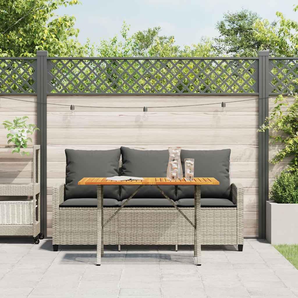 vidaXL 3-Sitzer Gartensofa mit Kissen & Tisch Hellgrau Poly Rattan, Outdoor Sofa, Terrassensofa, Garten Sofa