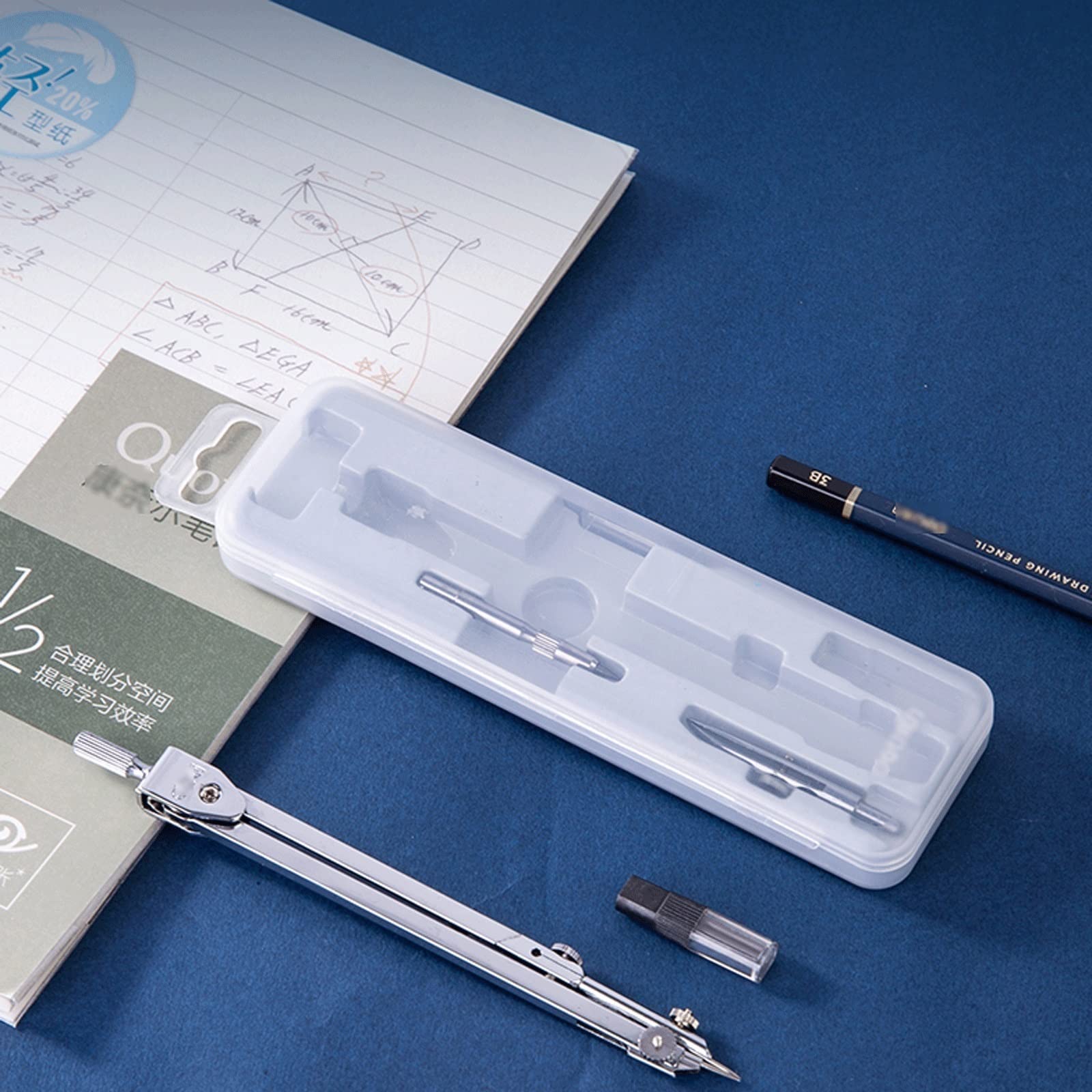 Kompass-Geometrie-Kit Geometrisches Kompass-Set Metall-Zeichenwerkzeug Professioneller Kompass und mit Bleistift gefüllter Schülerbedarf Kreis-Zeichenwerkzeug-Kompass-Set (Color : Silver) (Silber)