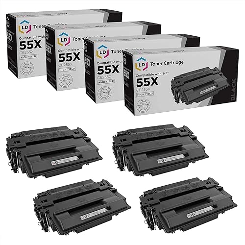 LD Productos compatibles CE255X Reemplazos para cartucho de tóner HP 55x (negro, paquete de 4) para uso en LaserJet P3010, P3015n, P3015d, P3015dn,