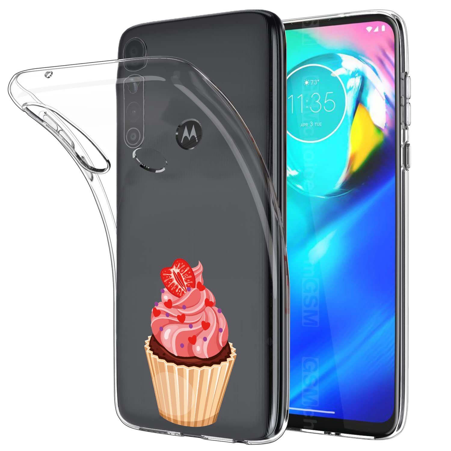 EGALO Moto G Power Case Clear,Slim Thin Silicone Soft Skin Flexible TPU Shockproof Gel Rubber Anti-Scratch Lightweight Embossed Pattern Protective Cases Cover for Motorola Moto G Power 2020 (Dessert)