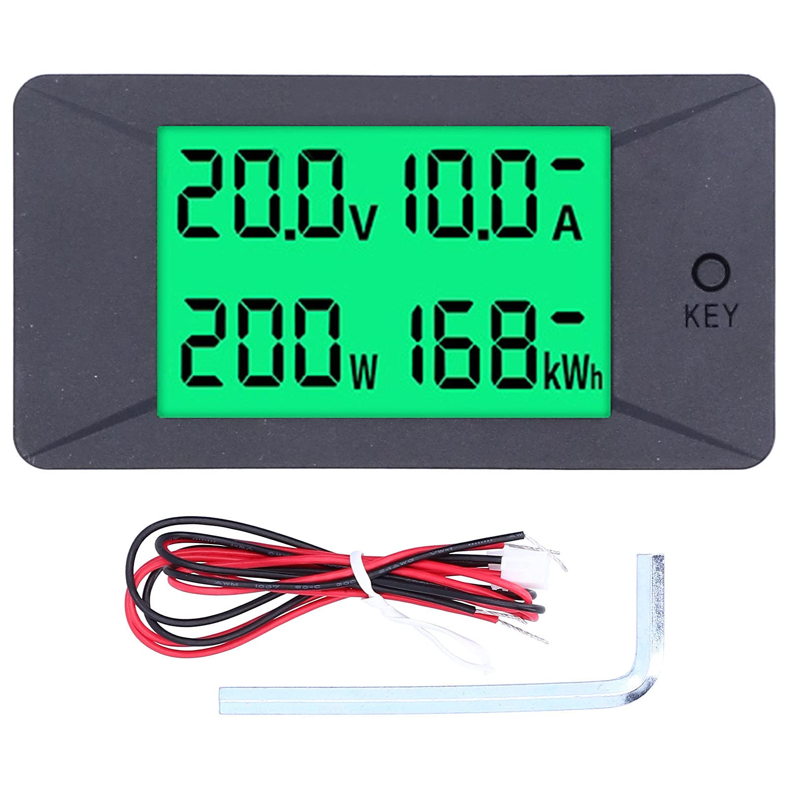 PZEM 025 Digital Display Voltmeter, DC5 12V Multifunctional Tester, Industrial with Reinforced PBT Material, Temp, Wide HTN LCD Screen, Green Backlit for Reading