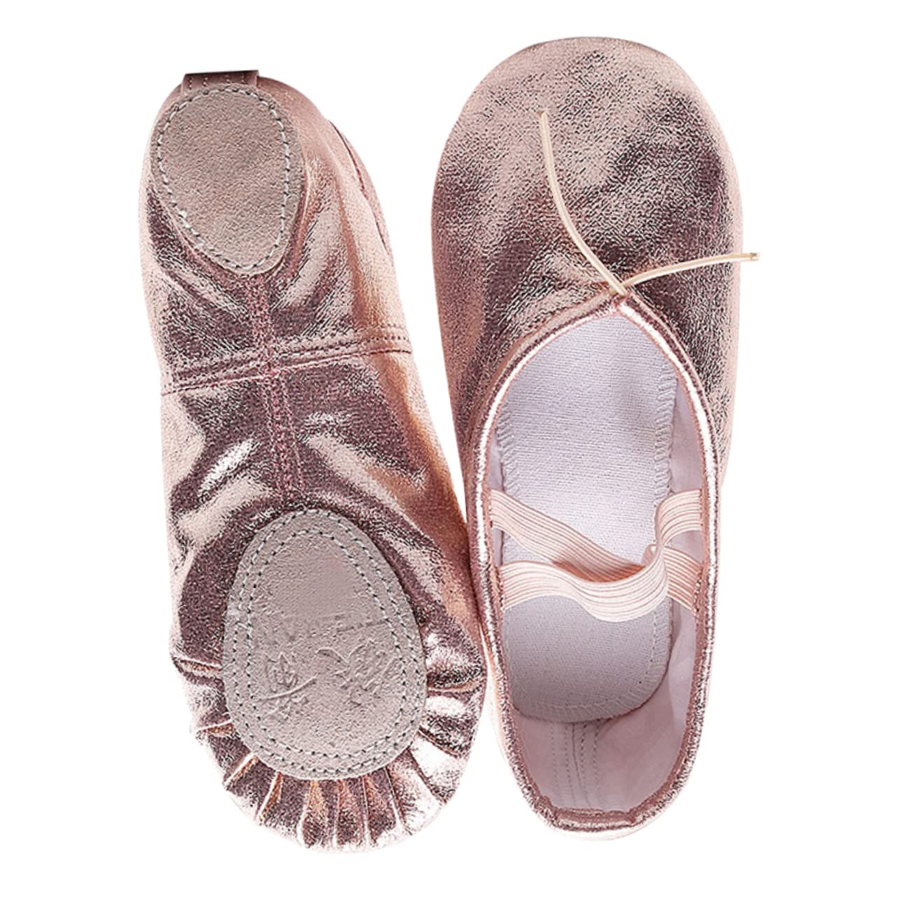 PLAFOPE Girls Pu Leather Dance Shoes Non- Cross Elastic Band Performance Footwear for Boy Girl for Daily Wear Parties and Dance Activities Pink