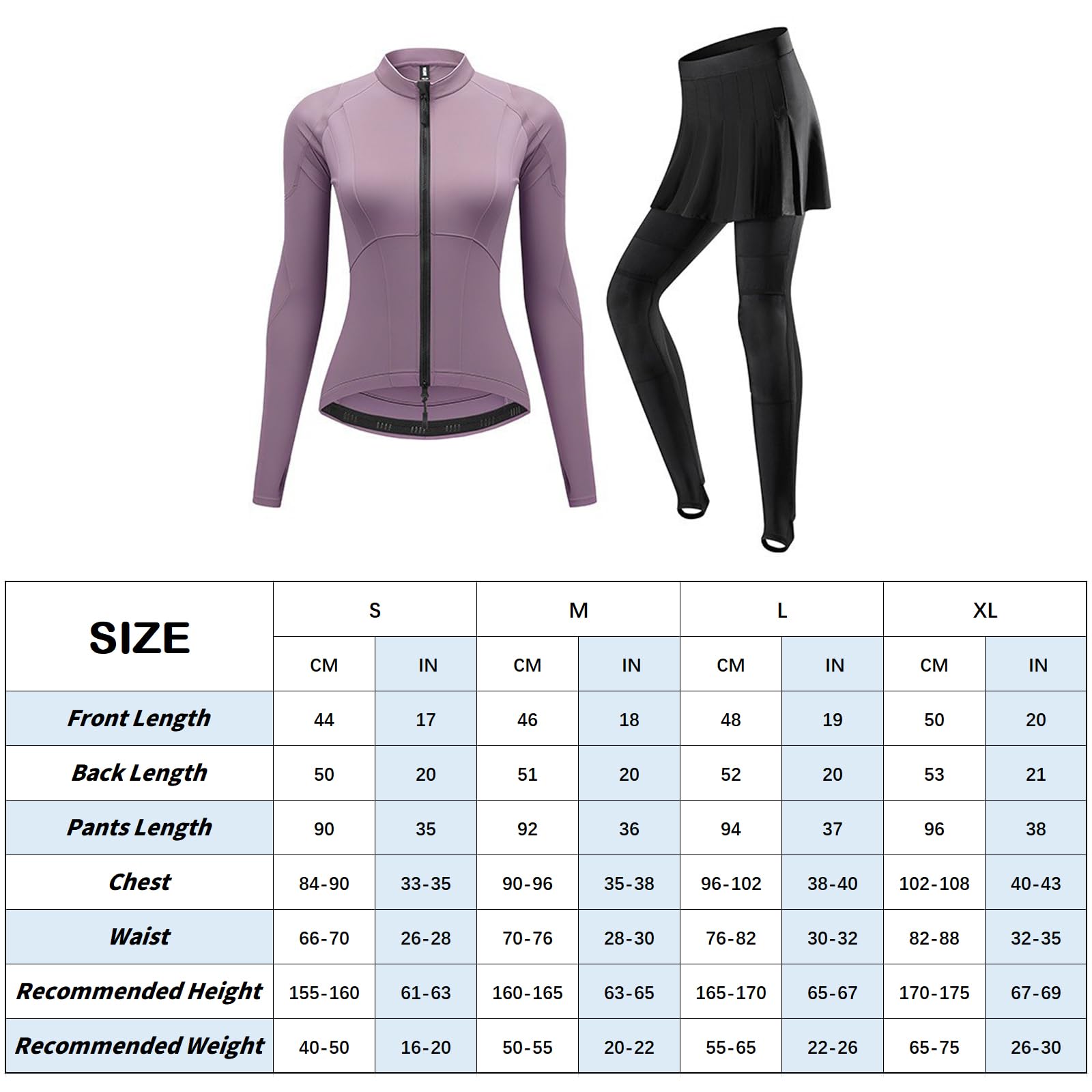 Ropa Ciclismo Mujer, Maillot Manga Larga y Pantalón | Diseño ajustado con cremallera completa y cintura alta para un ajuste cómodo y estable durante tus rutas en bicicleta