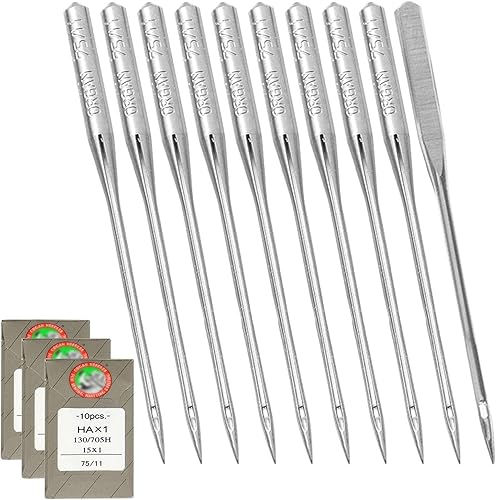 STARVAST 30 agujas de coser para máquina de coser de bordado, tamaño 75/11, 130/705H, HAx1, agujas de coser para máquina de coser Brother (paquete