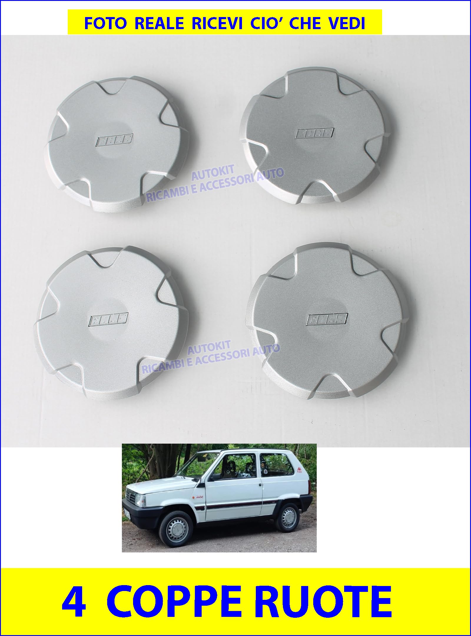 AUTOKIT SRL Copertura Ruota per Auto, Plastica Grigia, Panda Base Modello 141, Prodotte Dal 1980 In Poi, F. UNO, 25014/00