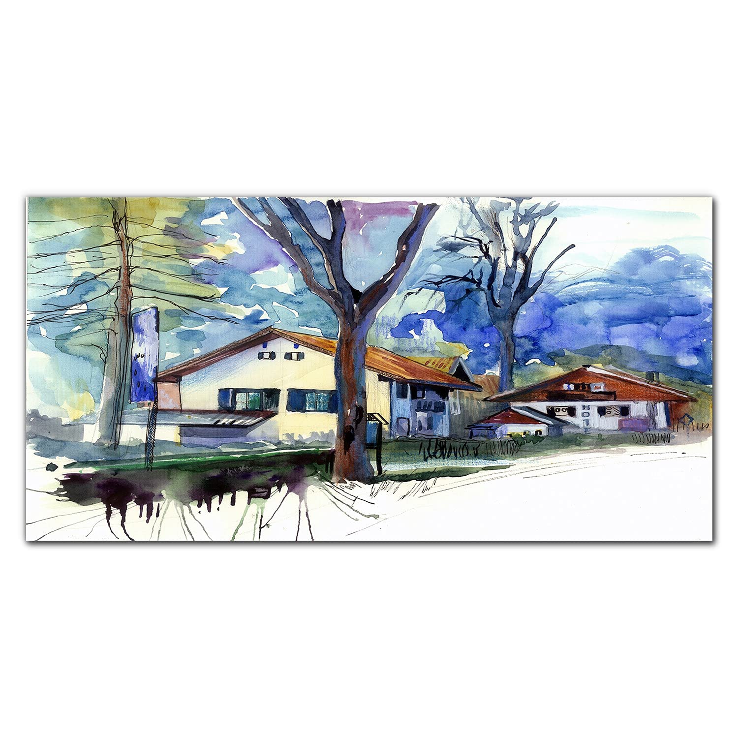 Crédence de cuisine arbre aquarelle pour créer une ambiance naturelle et lumineuse