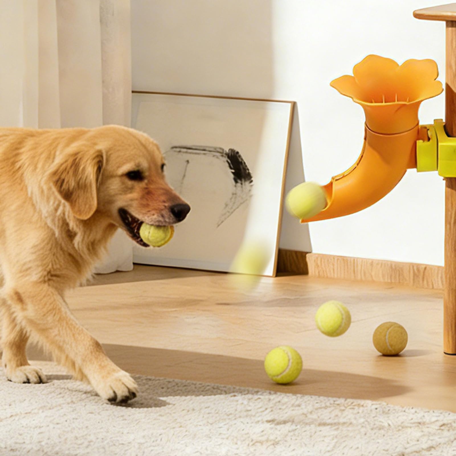Lanceur de balle pour chiens, jouet interactif antidérapant réglable | Lanceur de balle de tennis intérieur ou extérieur – pour maison, dortoir, jardin, cour, patio, parc, pelouse