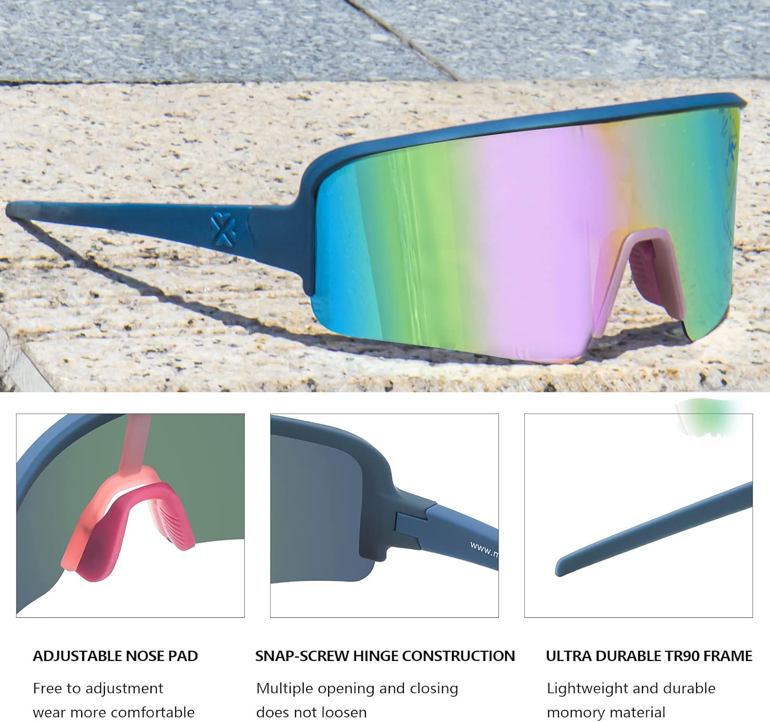 MAXJULI Polarized Sunglasses for Men Women, Windproof Outdoor Sports Cycling Running UV400 Protection Sun Glasses 8121