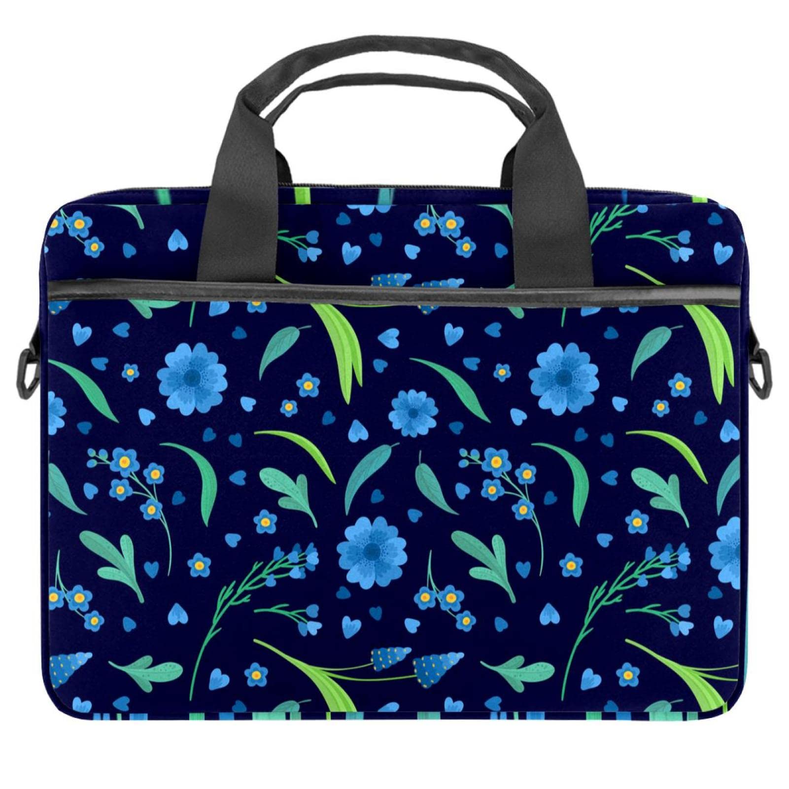 Sacoche à bandoulière pour PC 13 à 14.5 pouces, housse élégante au motif marguerite et bois bleu