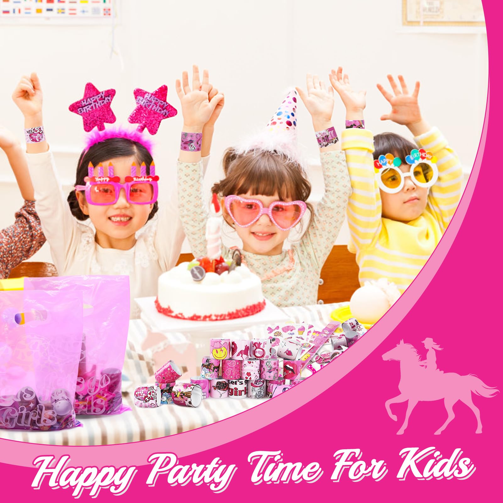 HEAWAA 40 Pièces Faveurs Anniversaire Pinata - Lot Slap Bracelet, Porte Clé, Tatouage Temporaire Et Sacs Cadeau Pour Enfants Fille Garçon
